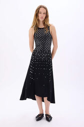 Robe débardeur en jersey asymétrique à studs Noir vue portée de face