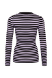 Striped Long-Sleeved Crew Neck Sweater Striped black/lilac back view