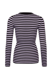 Striped Long-Sleeved Crew Neck Sweater Striped black/lilac back view