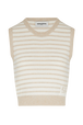 Top sans manches bicolore femme Raye ecru/beige vue de face