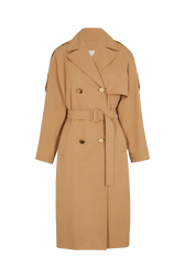 Trench ceinturé en gabardine Beige vue de face