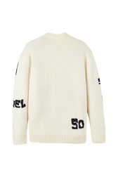Cardigan grunge laine logo Sonia Rykiel femme Ecru vue de dos