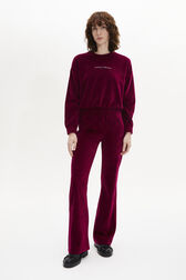 Pantalon coupe flare en velours Framboise vue portée de face
