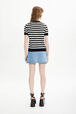 Sweater manches courtes Poor Boy rayé femme Raye noir/blanc vue portée de dos