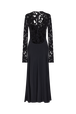 Crepe and velvet lace dress Black back view