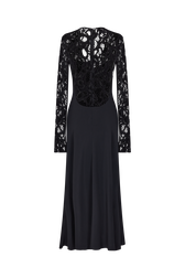 Crepe and velvet lace dress Black back view