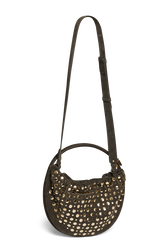Domino medium bag in suede and studs Khaki back view