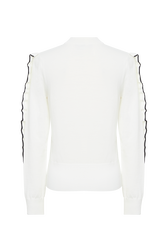 Sweater with ruffle detail Cream back view