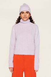 Col roulé mohair femme Lilas vue portée de face