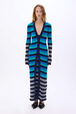 Cardigan long rayé Rayures bleu/silver vue portée de face