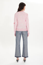 Long-sleeved crew-neck sweater Doll pink back worn view