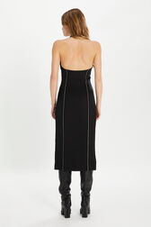 Satin-backed crepe dress Black back worn view