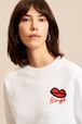Women Mouth Print Sweatshirt White details view 2