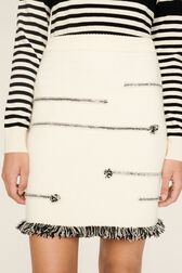 Mini jupe laine intarsia charms femme Ecru vue de détail 2