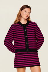 Women Big Poor Boy Striped Cardigan Black/fuchsia details view 1