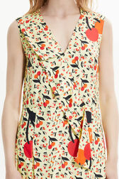 Robe midi twill motif cerise femme Baby yellow vue de détail 2