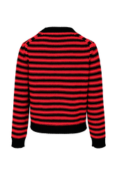 Pullover Big Poor Boy rayé femme Raye noir/rouge vue de dos