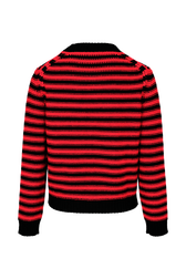Women Big Poor Boy Striped Sweater Black/red back view