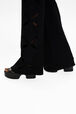 Pantalon fleur ajourée maille femme Noir vue de détail 2