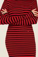 Robe longue chaussette rayée femme Raye noir/rouge vue de détail 2