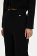 Flared Knit Wool Trousers with Rhinestone Motif Black details view 2