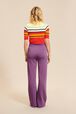 Women Flare Pants Purple back worn view