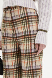 Pantalon motif tartan en laine brossé Carreaux écru/lilas vue de détail 2