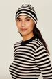 Bonnet laine Poor Boy rayé femme Raye noir/blanc vue de détail 2