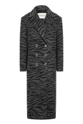 Long coat in wool blend Tiger grey front view