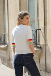 Knitted Short Sleeve Sweater White details view 4