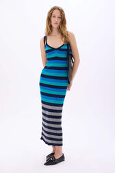 Robe longue rayée Rayures bleu/silver vue portée de face
