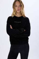 Velvet sweatshirt Black details view 1