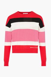 Striped Long Sleeve Sweater Red front view