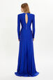 Robe longue en jersey Bleu roi vue portée de dos