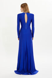 Robe longue en jersey Bleu roi vue portée de dos