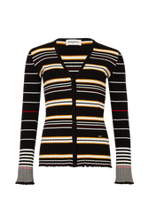 Long-Sleeved V-Neck Cardigan Black/ecru front view
