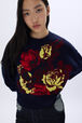 Boxy round-neck sweater Navy details view 1