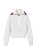 Women Zip Trucker Wool Cashmere Sweater Ecru front view