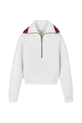 Pull col camionneur laine cachemire côtelé femme Ecru vue de face