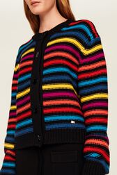 Cardigan Big Poor Boy rayé femme Multico raye rf vue de détail 2