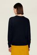 Pull symbole trèfle femme Bleu nuit vue portée de dos