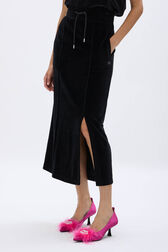 Long velvet skirt Black details view 1