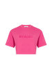 Short-Sleeved Cropped Crew Neck T-Shirt Pink front view