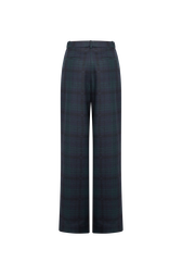 Placket trousers in tartan check Check navy green back view