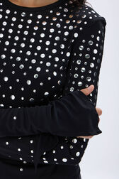 Long-sleeved studded jersey top Black details view 2