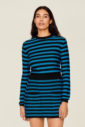 Women Big Poor Boy Striped A-line Skirt Striped black/pruss.blue details view 1
