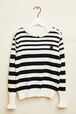 Pull marinière fille Raye noir/blanc vue de face