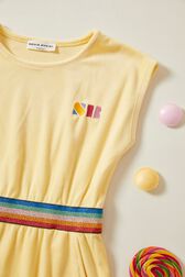 Robe courte fille velours Jaune clair vue de détail 1
