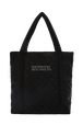 Quilted velvet tote bag Black front view