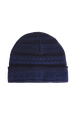 Fair Isle Print Wool Knit Beanie Hat Blue front view